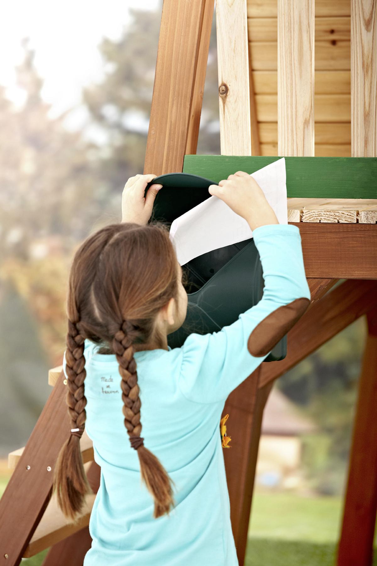Spielhaus Holz Mit Rutsche Und Kletterwand Braun Grün Max - Braun/Naturfarben, KONVENTIONELL, Holz (435/291/180cm) - Ambia Garden