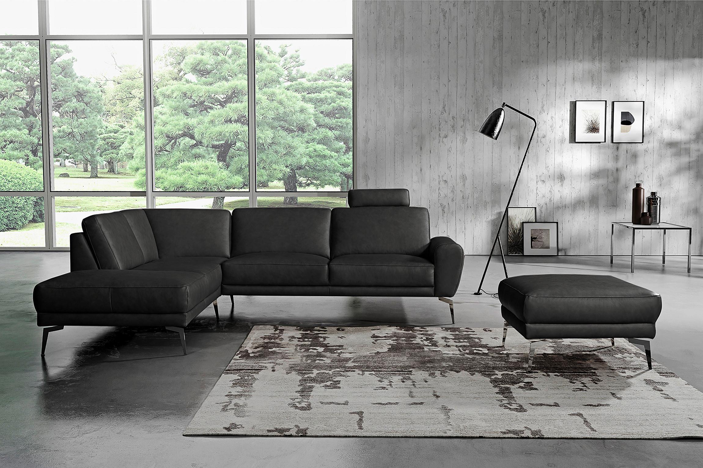 Kopfstütze Spring, Schwarz B: 52 cm - Schwarz, Design, Leder (52/17/14cm) - Livetastic