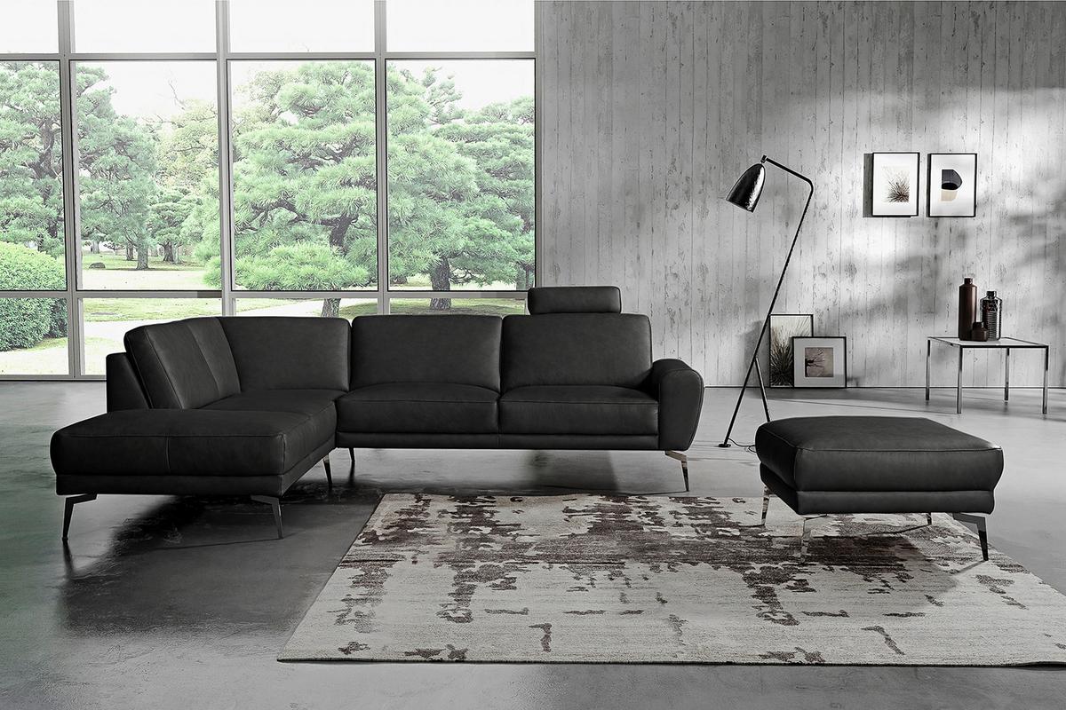 Kopfstütze Spring, Schwarz B: 52 cm - Schwarz, Design, Leder (52/17/14cm) - Livetastic