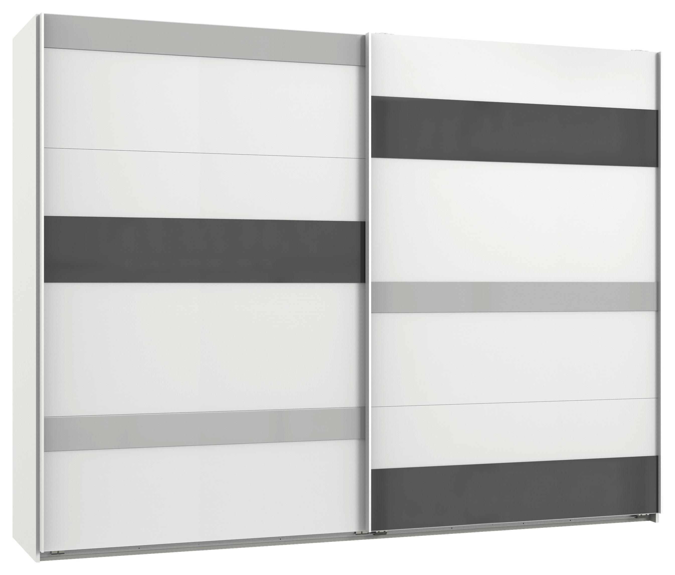 Schwebetürenschrank 270cm Monaco Grau/Weiß