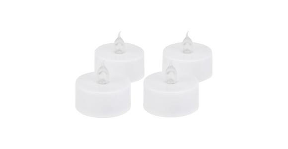 Teelicht mit Led Cara Weiß 4er-Set DxH: 3,8x3,5 cm - Weiß, Basics, Kunststoff - Ondega