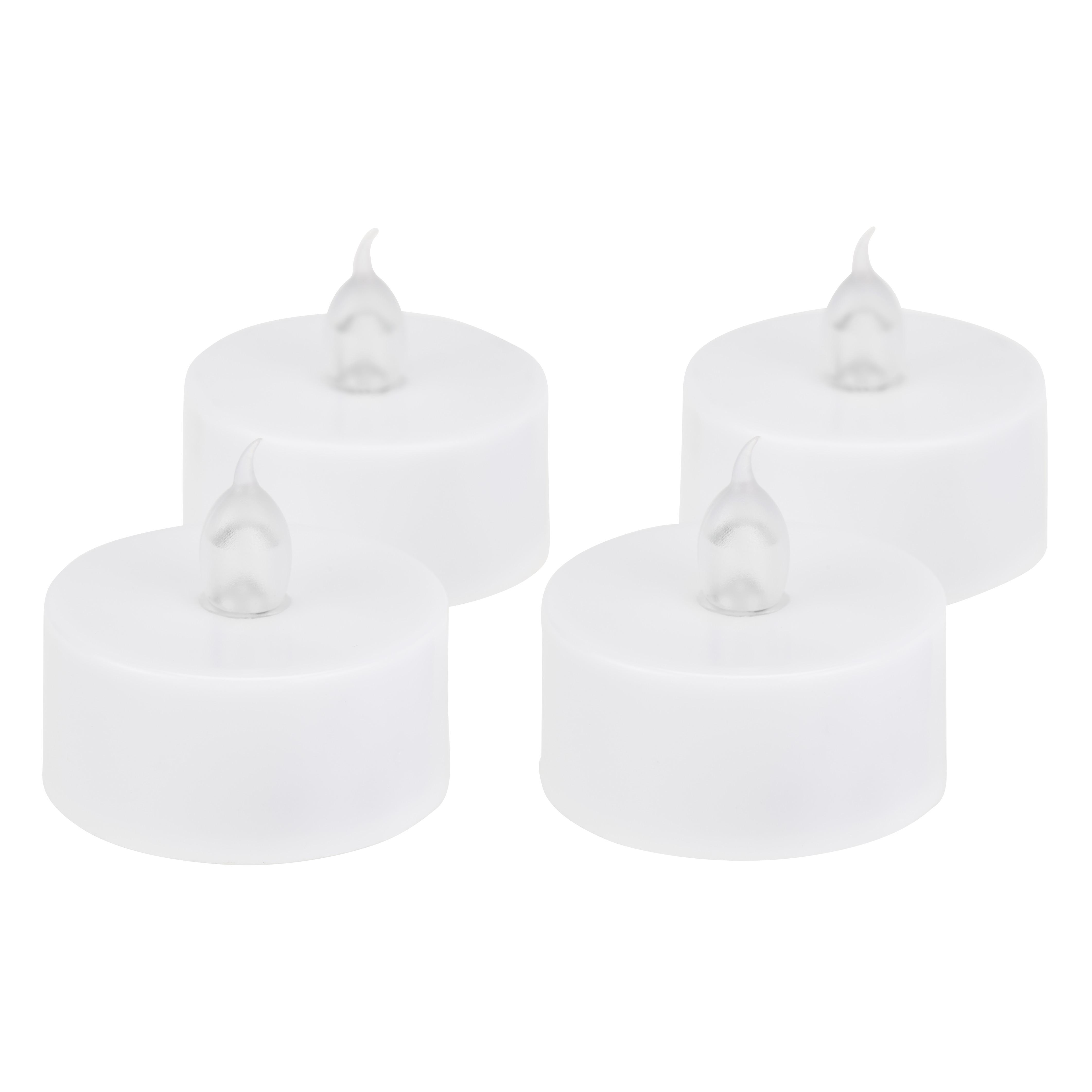 Teelicht mit Led Cara Weiß 4er-Set DxH: 3,8x3,5 cm - Weiß, Basics, Kunststoff - Ondega