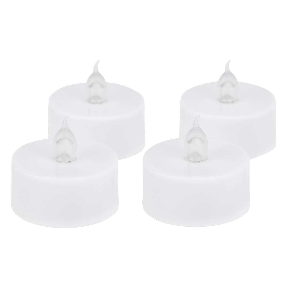 Teelicht mit Led Cara Weiß 4er-Set DxH: 3,8x3,5 cm - Weiß, Basics, Kunststoff - Ondega