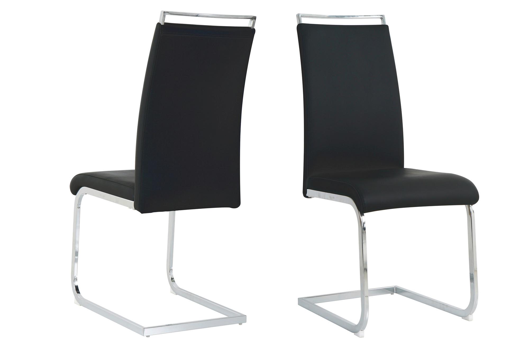 Stuhl-set Lederlook Schwarz, B: 42cm - Silberfarben/Schwarz, Design, Kunststoff/Textil (42/101/58cm) - Livetastic