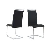 Stuhl-set Lederlook Schwarz, B: 42cm - Silberfarben/Schwarz, Design, Kunststoff/Textil (42/101/58cm) - Livetastic