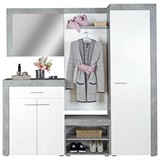 Garderobe Porto B:200cm Betonoptik Hell/ Weiß Dekor - Weiß/Grau, MODERN, Holzwerkstoff (200/200/35,3cm)