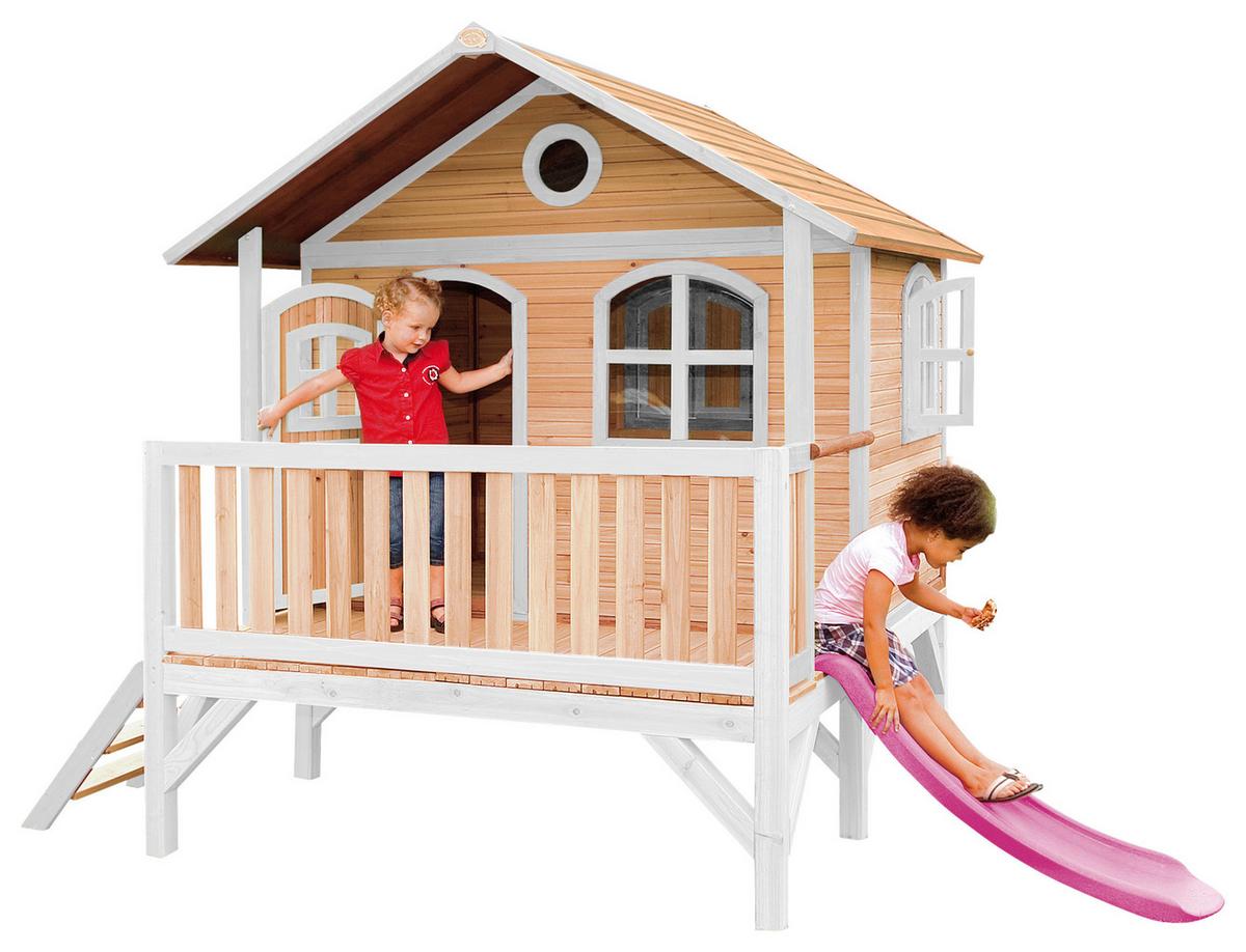 Spielhaus A030.040.41 - Rot/Lila, KONVENTIONELL, Holz/Kunststoff (349/233/212cm) - Ambia Garden