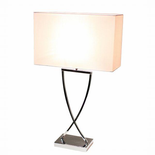 Tischlampe Omega Weiß/ Chromfarben - Chromfarben/Weiß, KONVENTIONELL, Textil/Metall (27/52cm) - By Rydéns