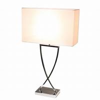 Tischlampe Omega Weiß/ Chromfarben - Chromfarben/Weiß, KONVENTIONELL, Textil/Metall (27/52cm) - By Rydéns