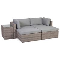 Loungegarnitur 5-tlg Palma Aus Kunststoff Mit Kissen - Grau, Basics, Glas/Textil (93/65/71cm) - Gardenson