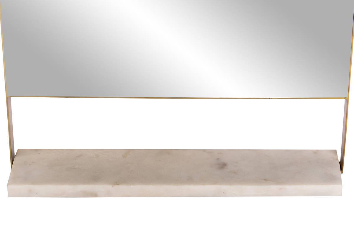 Wandspiegel Doha 43,5x69 cm Naturstein/Eisen/Glas - Goldfarben/Weiß, Trend, Glas/Stein (43,5/69/10cm) - Kayoom