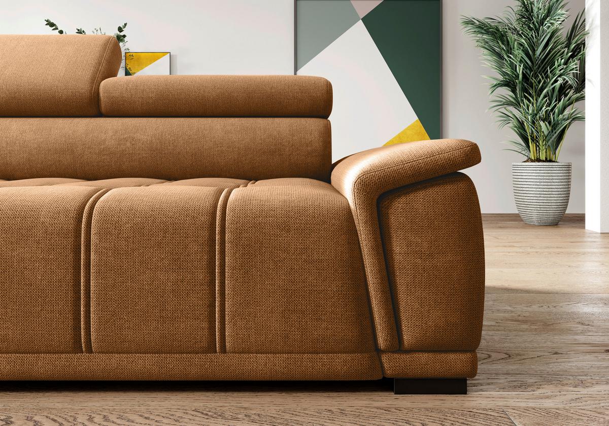 Rohová sedačka GRINALDI, ľavá, hrdzavá - čierna/hrdzavá, Modern, textil/plast (206/283cm) - Premium Living