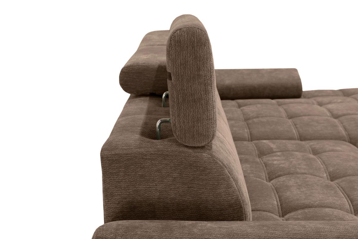 Rohová sedačka VEGAS, pravá, hnědá žinylka - černá/hnědá, Design, dřevo/textil (294/173cm)