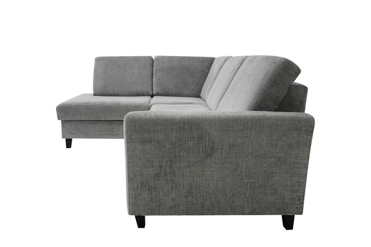 Rohová sedačka LARRY, levá, šedá - šedá/černá, Basics, dřevo/kompozitní dřevo (184/240cm)