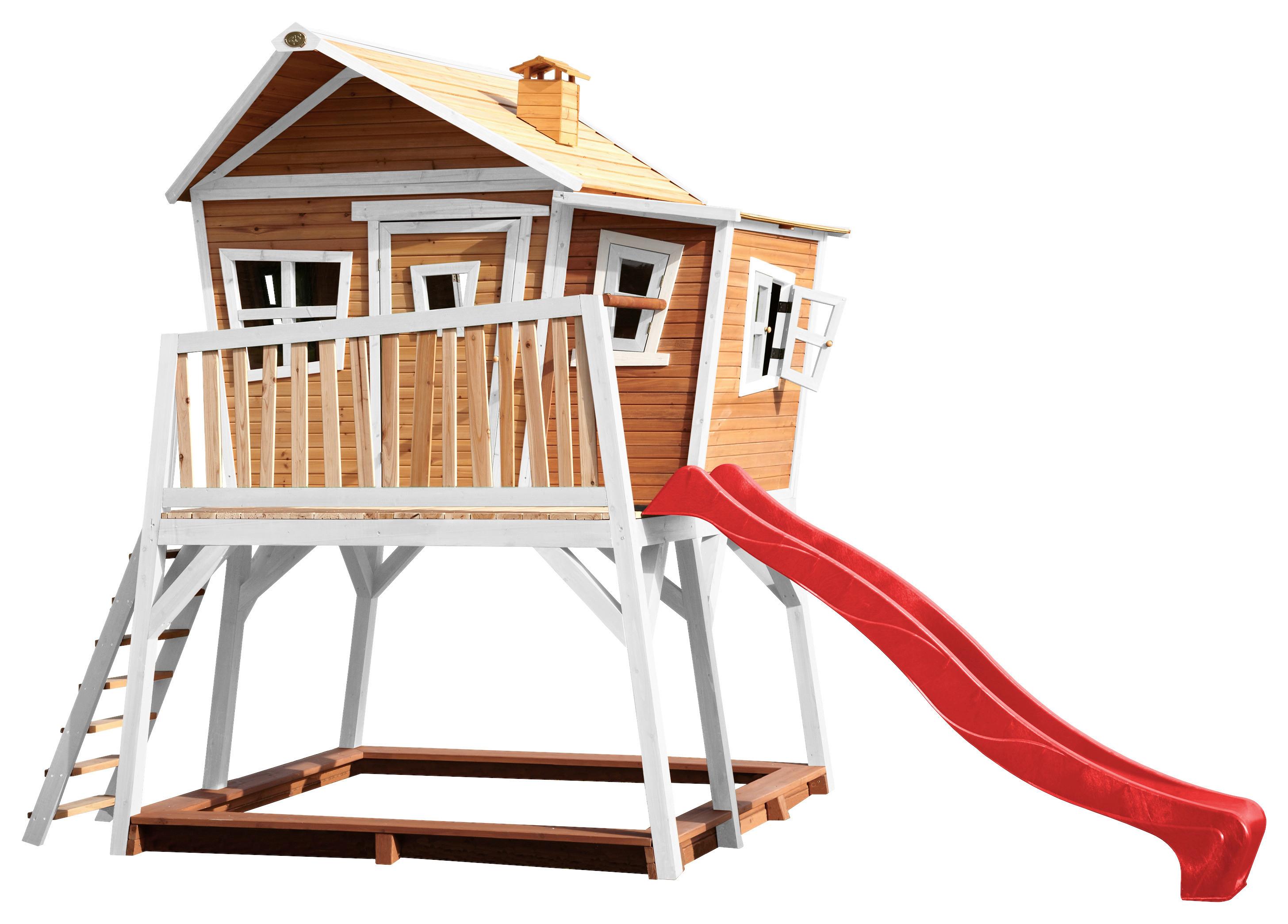 Spielturm A030.150.21 - Rot/Braun, KONVENTIONELL, Holz (432/288/193cm) - Ambia Garden