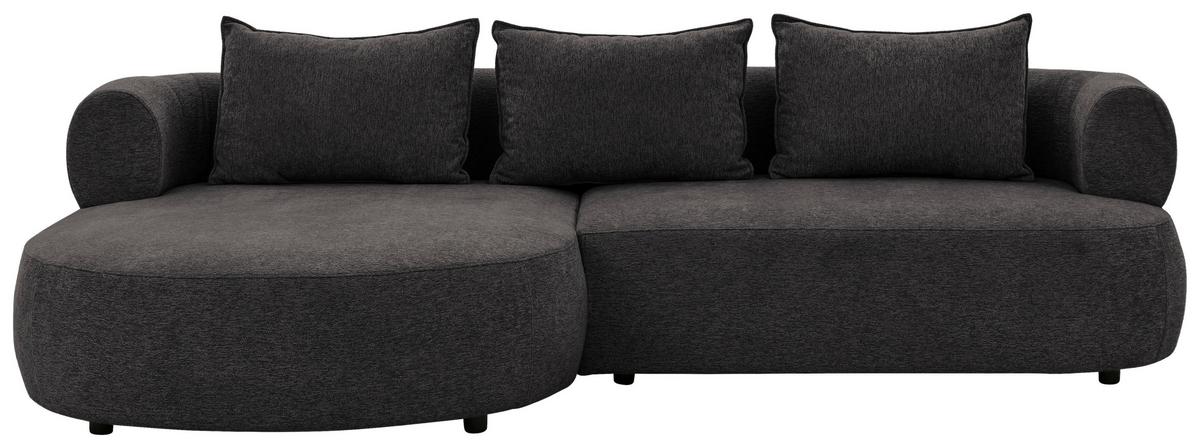 Ecksofa Ferro Schwarz S: 156x256 cm - Schwarz, Design, Textil (156/256cm) - Livetastic