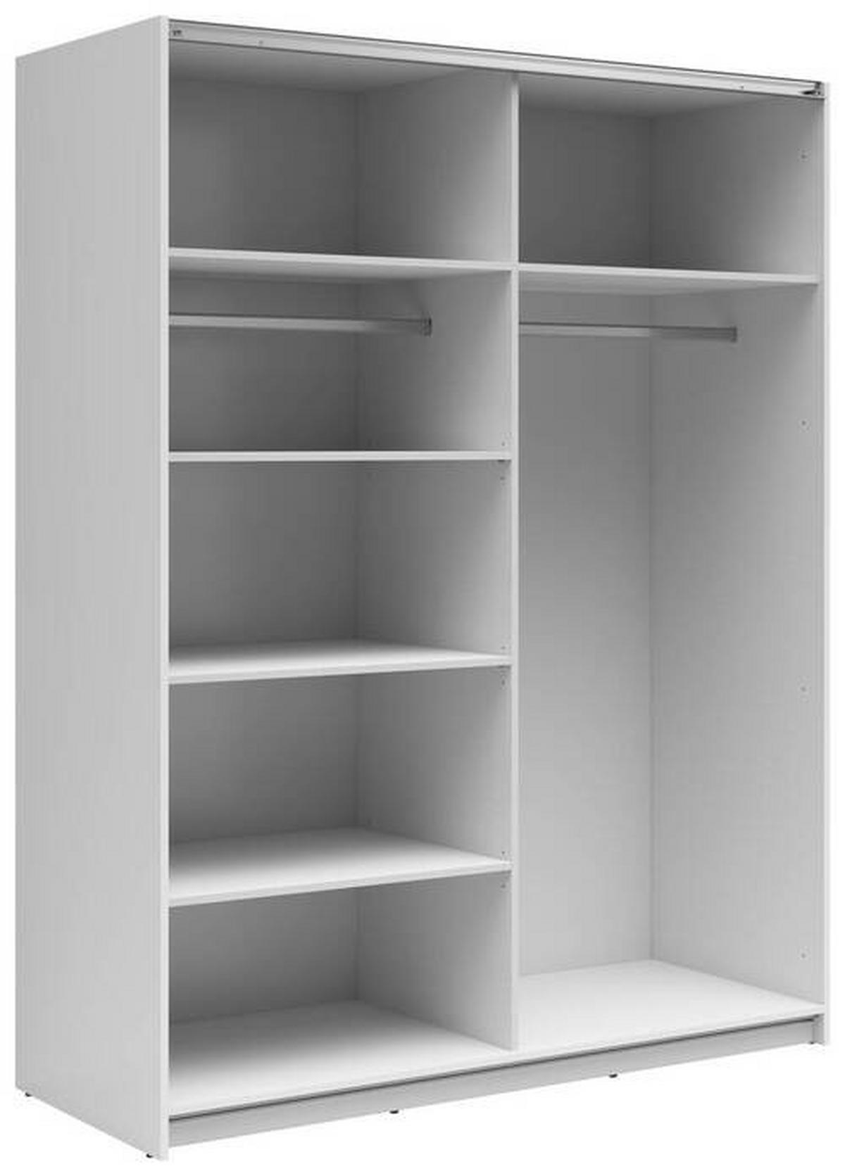 Tolóajtós Szekrény Tetrix 153/195 Cm - magasfényű fehér/átlátszó, Modern, faalapú anyag/Üveg (153,5/195,5/60cm) - MID.YOU