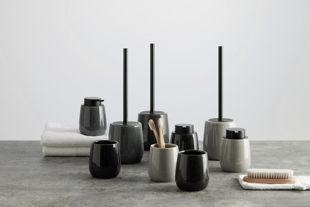 Dávkovač mydla MAGNUS - šedá/černá, Moderní, keramika (8,0/12,5cm) - Mömax