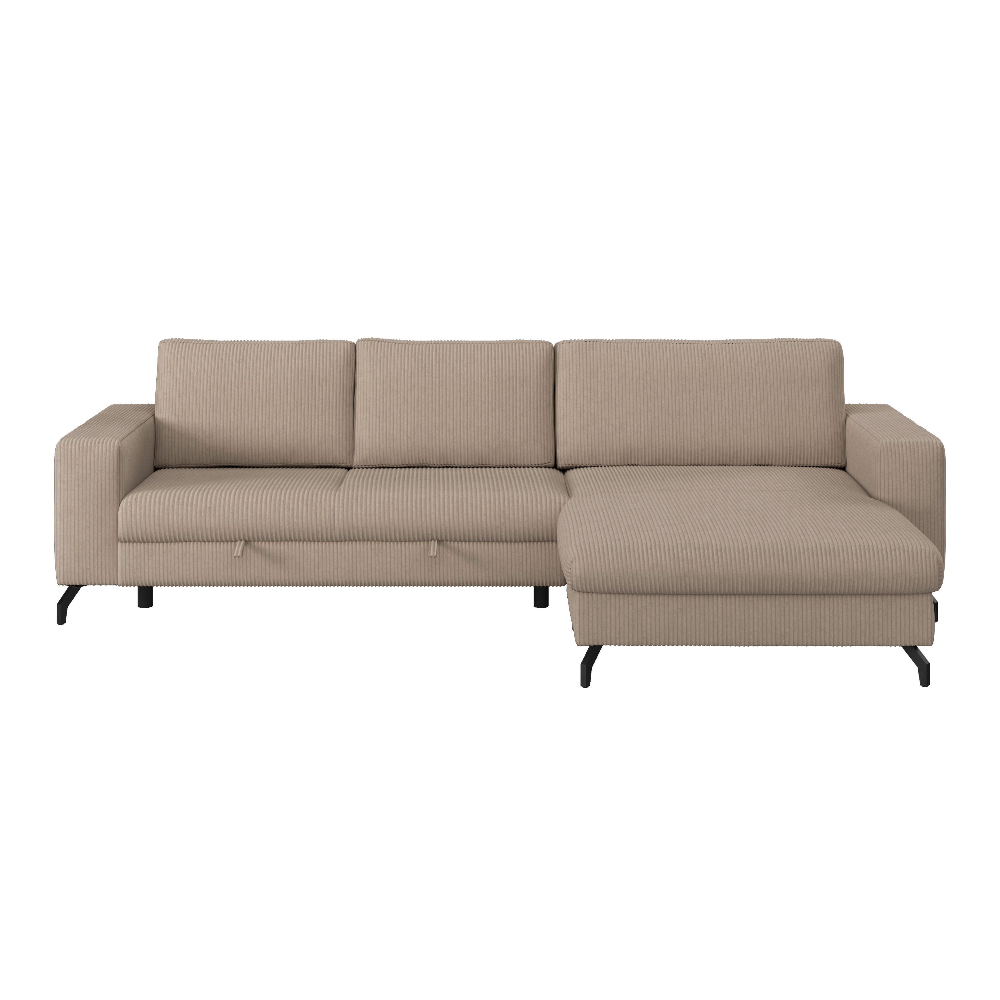 Ecksofa mit Bettkasten Cloud Beige Cord 290x178 cm - Beige, Trend, Textil (290/178cm)