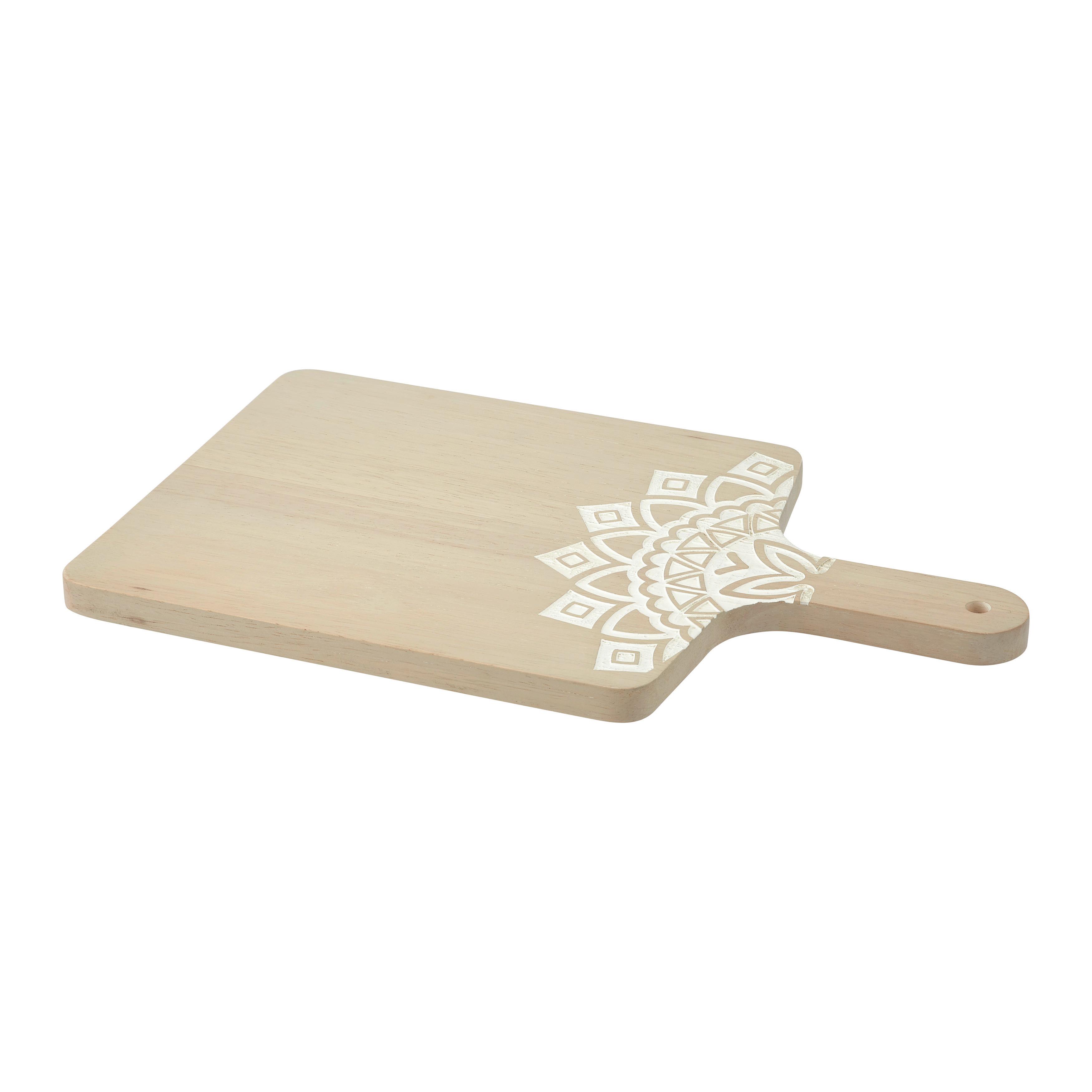 Servírovacia doska MANDALA -S- - biela/prírodná farba, Modern, drevo (37/22/1,5cm) - Mömax