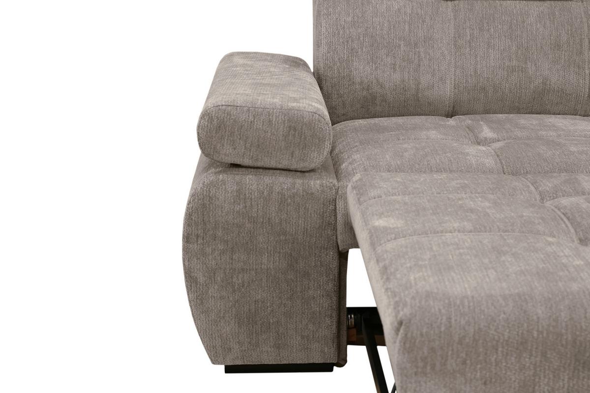 Rohová sedačka VEGAS, pravá, šedohnědá žinylka - černá/šedohnědá, Design, dřevo/textil (294/173cm)