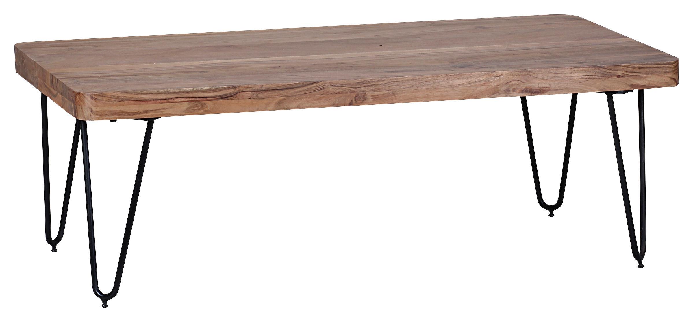 Couchtisch mit Holzplatte Bagli, Akazie/Schwarz