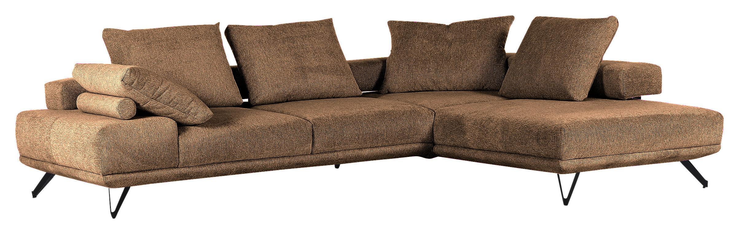 Ecksofa Bolzano - Cognac/Schwarz, KONVENTIONELL, Textil (310/240cm) - MID.YOU