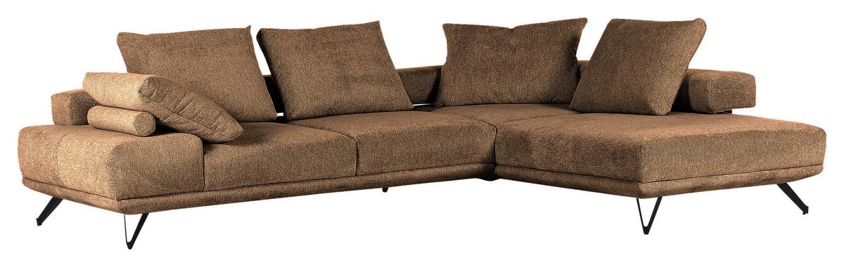 Ecksofa Bolzano - Cognac/Schwarz, KONVENTIONELL, Textil (310/240cm) - MID.YOU