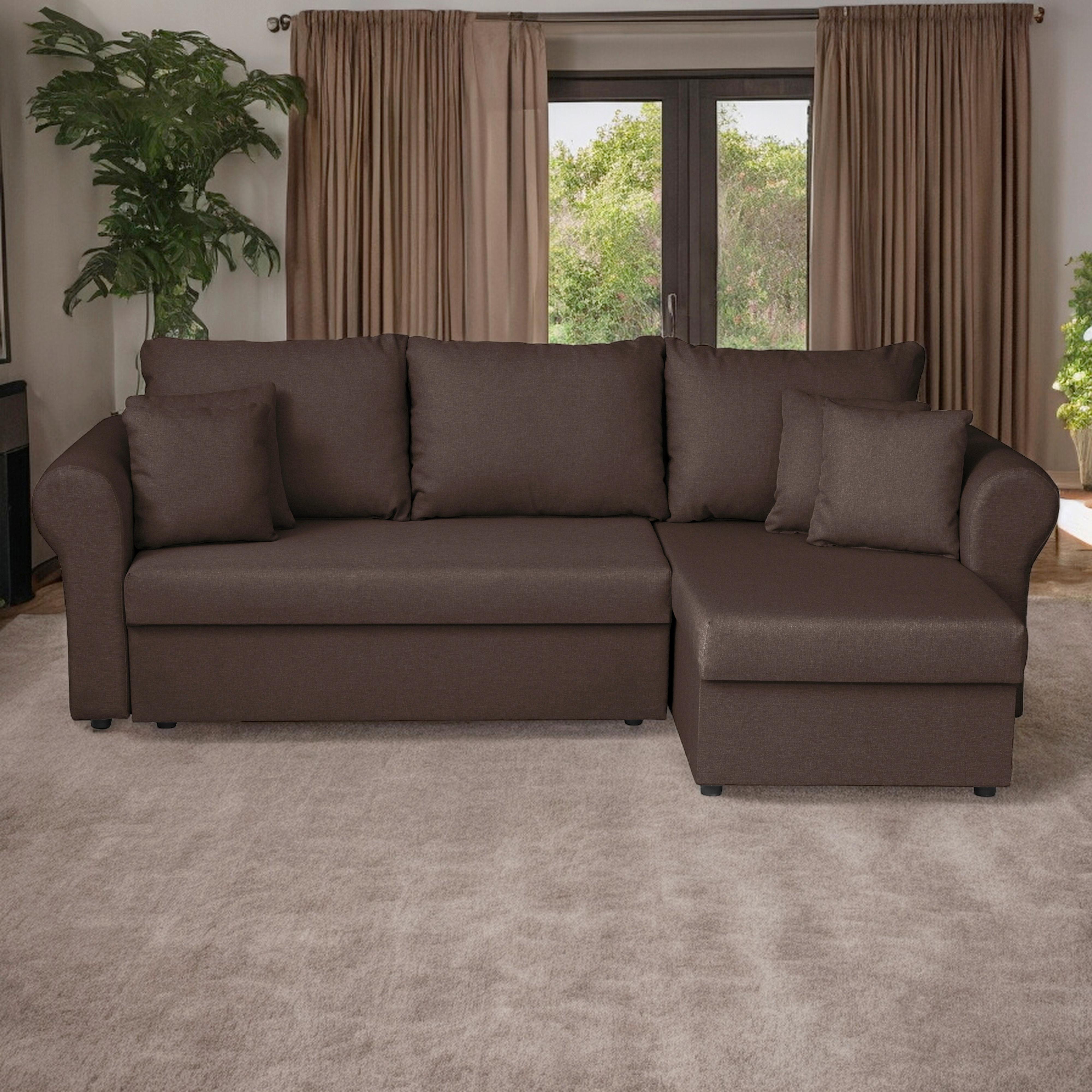 Ecksofa Sara - Dunkelbraun/Schwarz, Design, Textil (248/143cm) - P & B