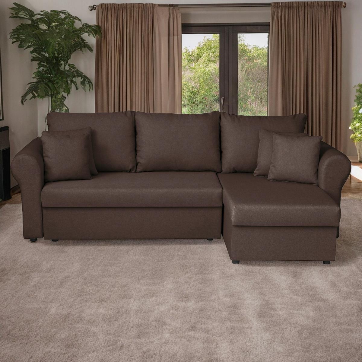 Ecksofa Sara - Dunkelbraun/Schwarz, Design, Textil (248/143cm) - P & B