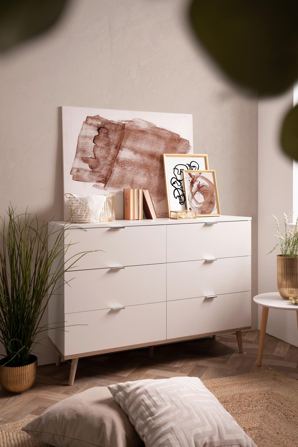 Kommode Göteborg Weiß/sonoma Eiche B: 120 Cm - Weiß/Sonoma Eiche, KONVENTIONELL, Holzwerkstoff (120/87/40cm) - MID.YOU