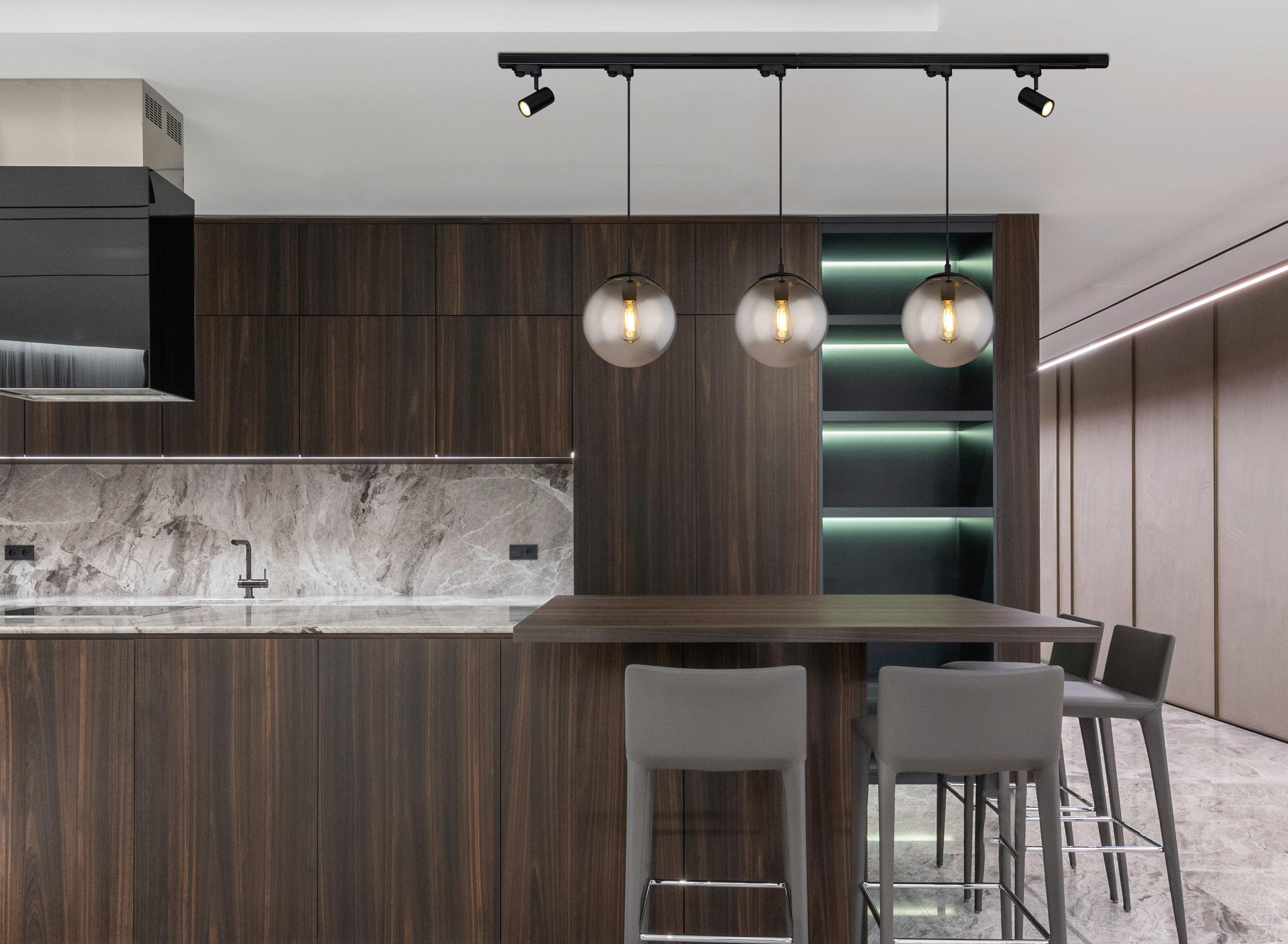 LED-Hängeleuchte H: 120 cm 5-Flammig, drehbar - Schwarz, Basics, Glas/Kunststoff (193/25/120cm) - Globo