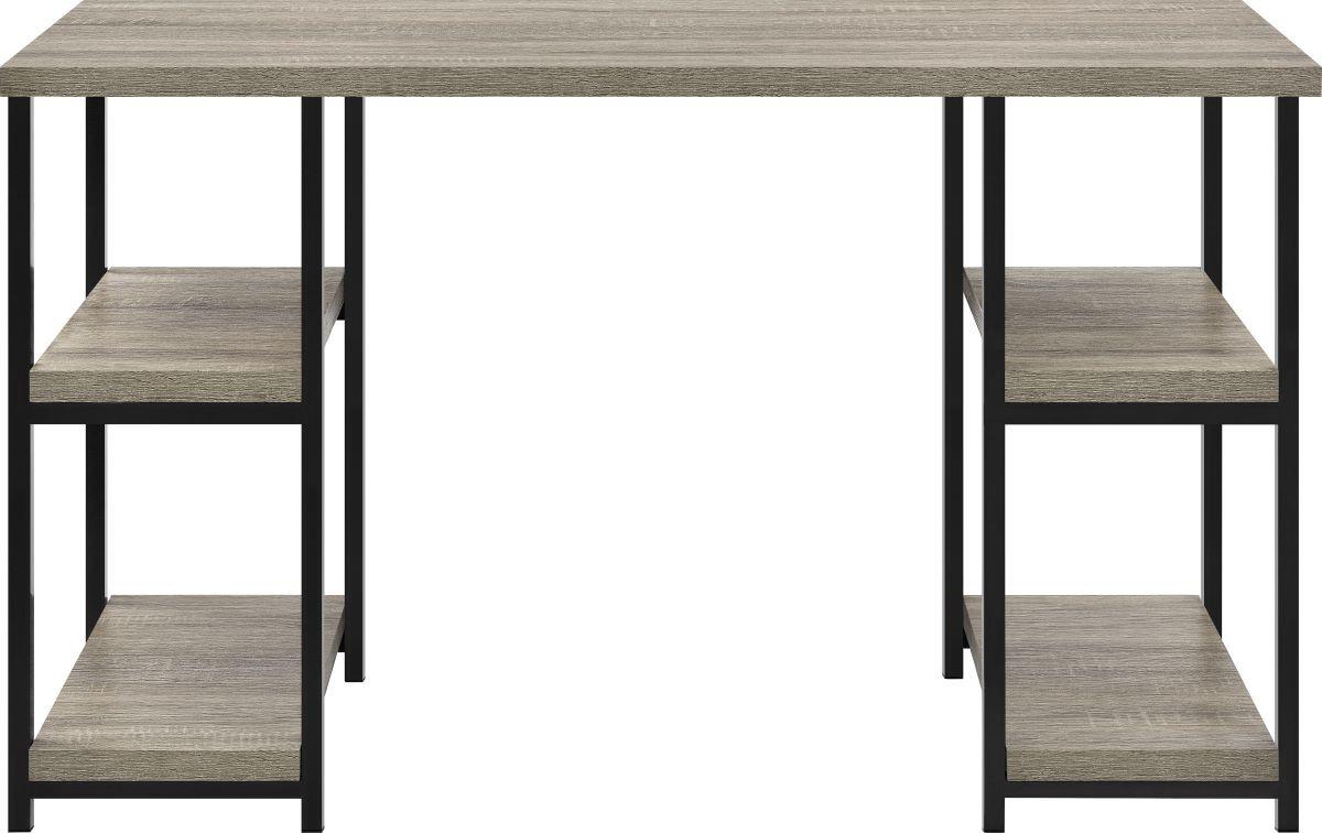 Schreibtisch Elmwood Eiche Grau B: 72 cm - Eiche grau/Schwarz, Design, Holzwerkstoff/Metall (121/72/46cm) - MID.YOU