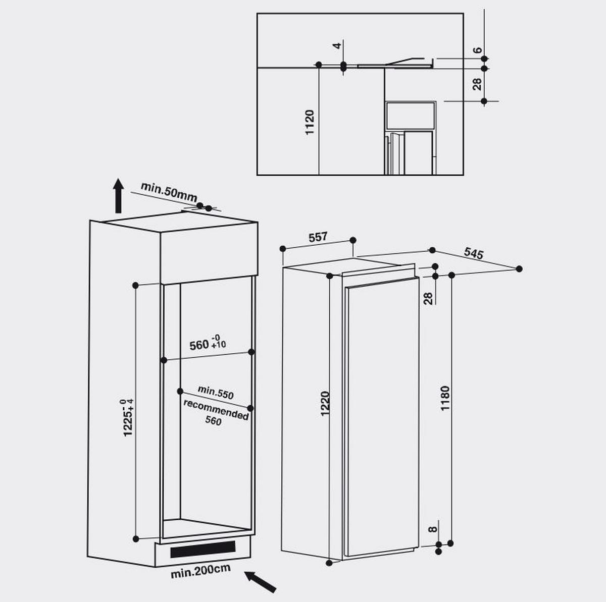 Einbau-Kühl-Gefrierkombination Ksi 12gf2 H: 122 cm 171+18 L - Weiß, Basics (55,7/122/54,5cm) - Bauknecht