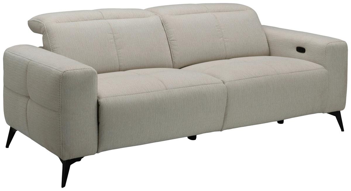 Sofa Chicago Chenille beige, B: 206cm - Beige/Schwarz, MODERN, Holz/Kunststoff (206/78/107cm)