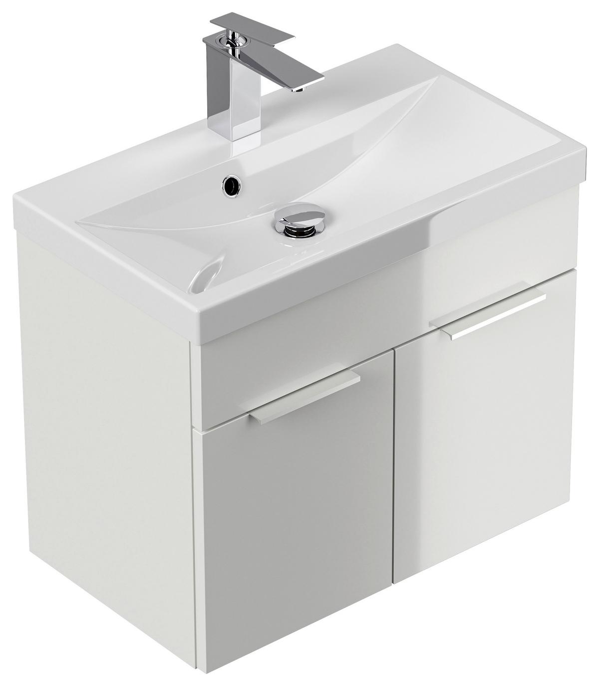 WASCHTISCHKOMBI Slimline Weiß B: 59,5cm - Weiß, Basics, Holzwerkstoff/Stein (59,5cm) - MID.YOU