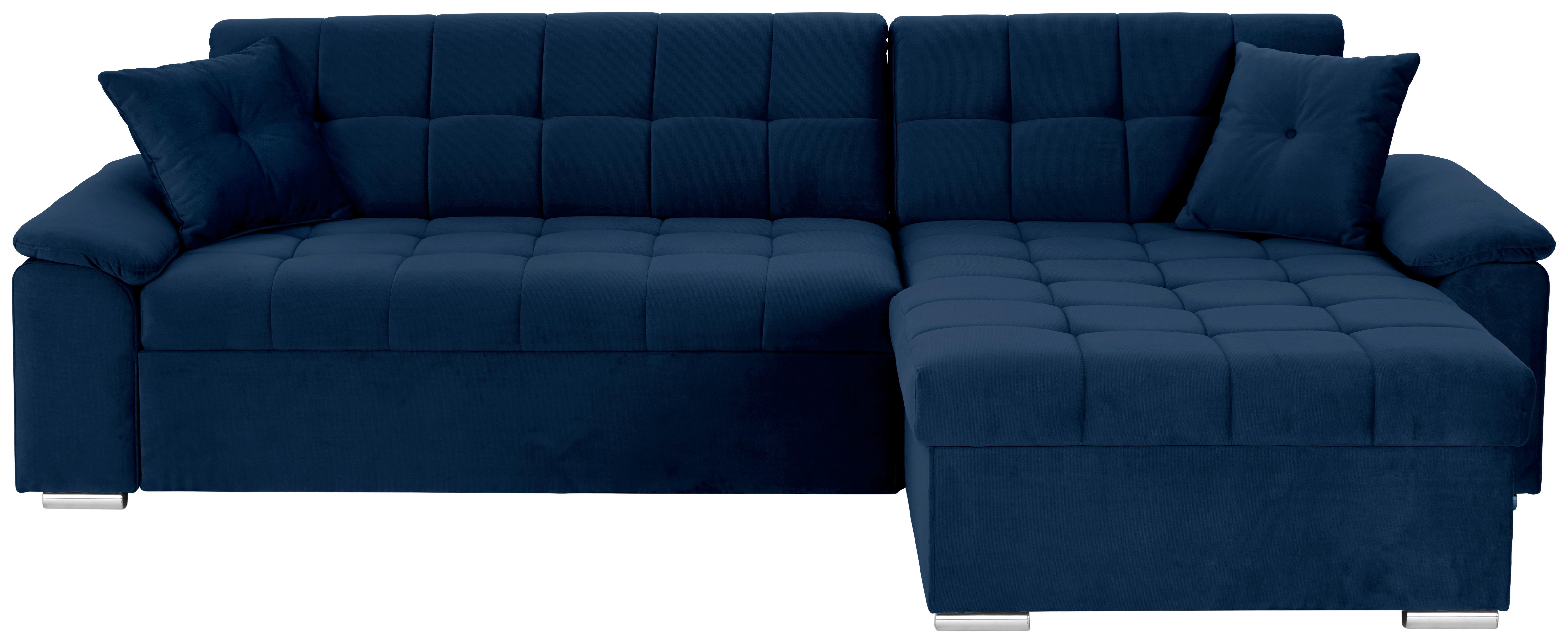 Ecksofa mit Schlaffunktion + Bettkasten Keaton Indigo - Blau, Basics, Textil (263/169cm) - Livetastic