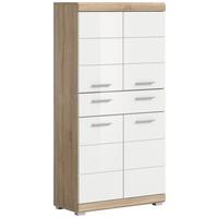Midischrank Lambada Weiß Hg Sonoma Eiche Dekor - Weiß Hochglanz/Sonoma Eiche, MODERN, Holzwerkstoff (74/141/31cm) - MID.YOU