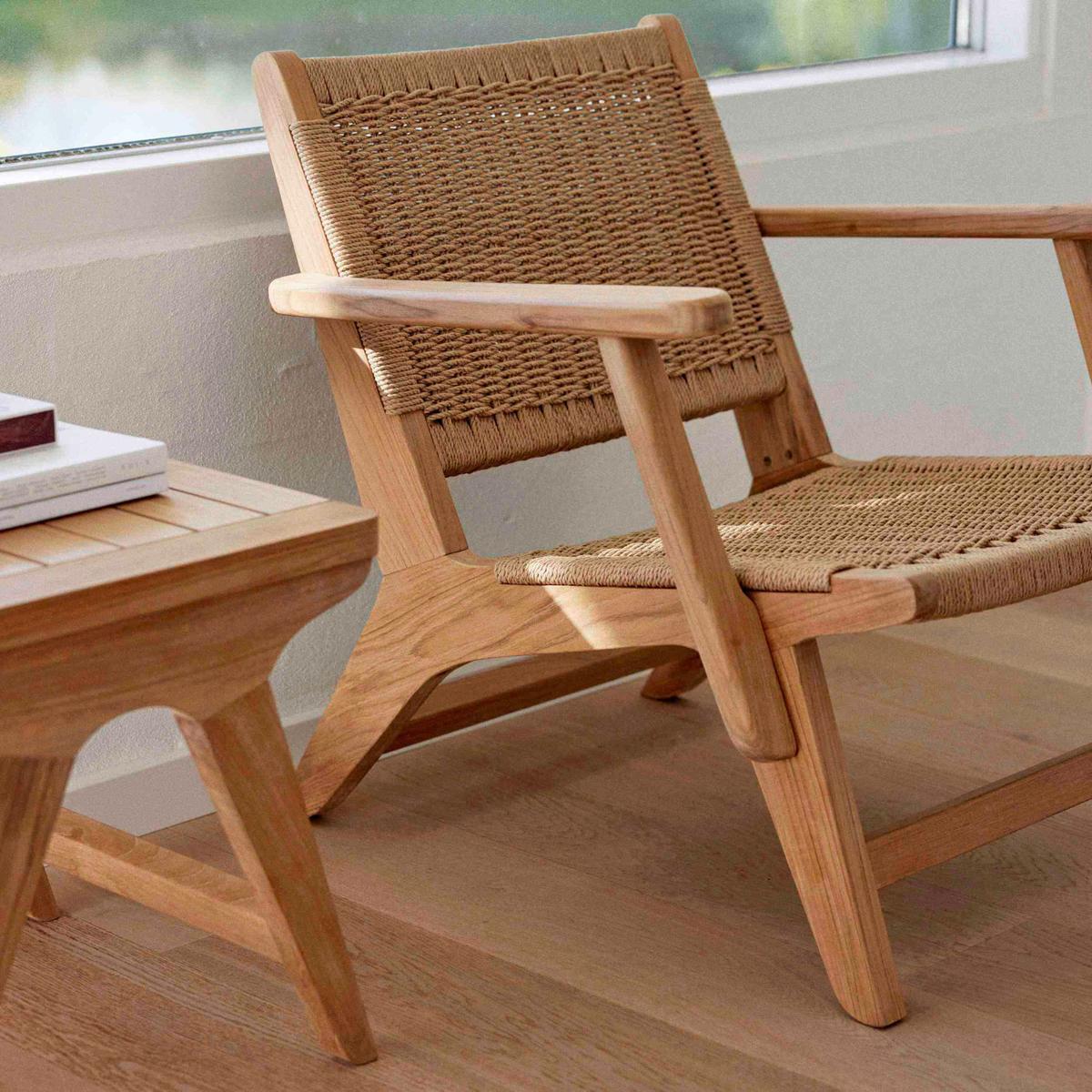 Loungesessel Eya Indoor 68x71x72 cm, natur - Hellbraun/Teakfarben, Natur, Holz/Papier (68/71/72cm) - Gardenson