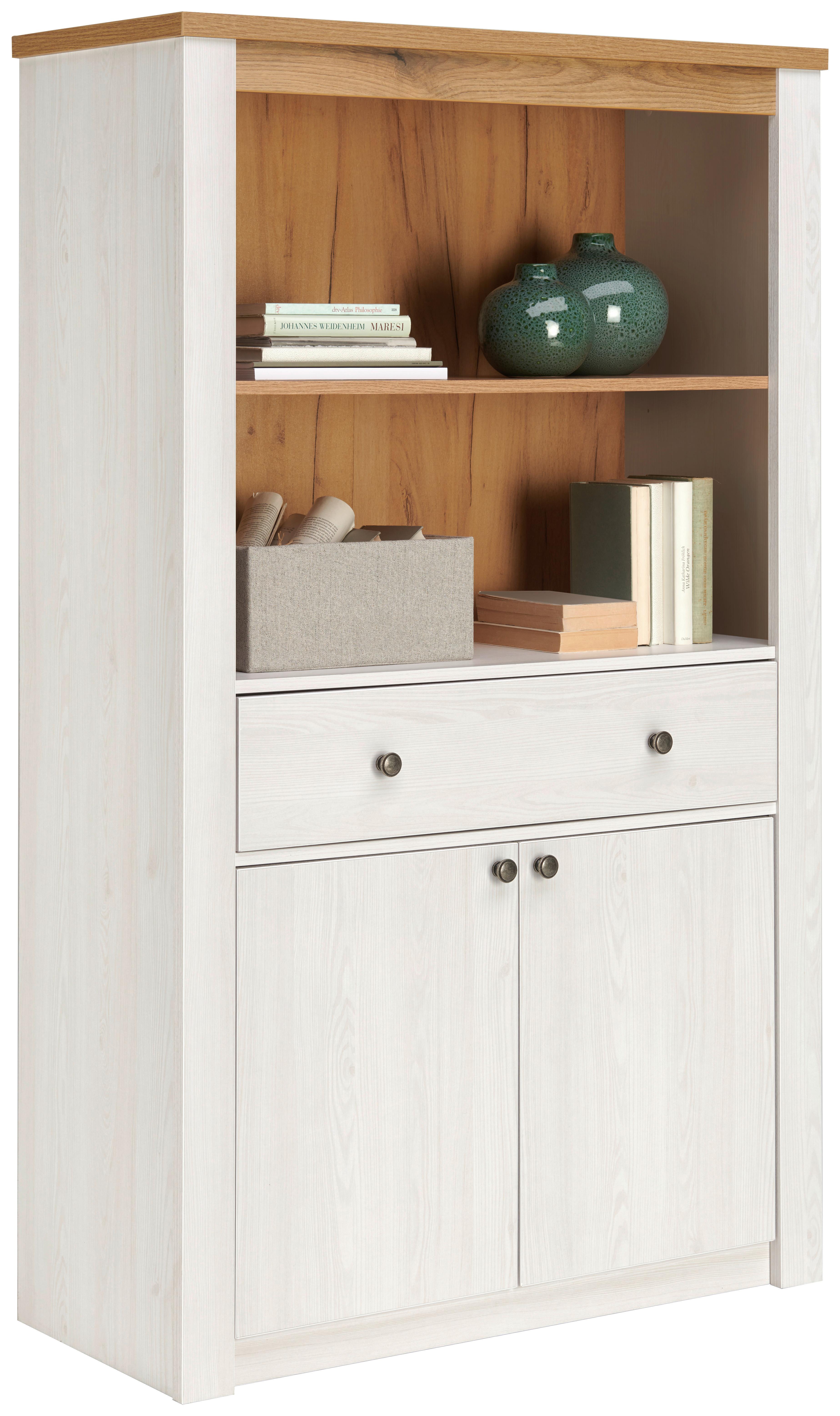 Bücherwand Rovigio Weiß, Lärche Dekor B: 97 Cm - Lärchefarben/Weiß, KONVENTIONELL, Holzwerkstoff (97/161/42cm) - Landscape