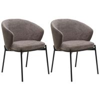 Armehnstuhl-set Cara Textil Braun B : 56 Cm - Schwarz/Braun, MODERN, Textil/Metall (56/76,5/57,5cm) - MID.YOU