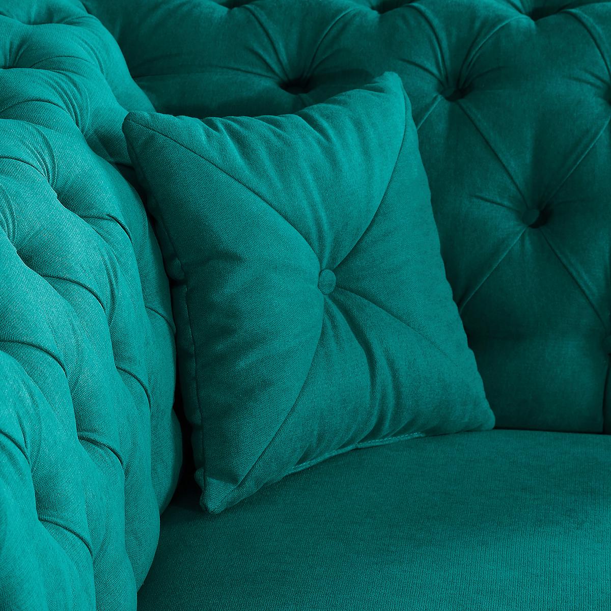 3-Sitzer-Sofa Preston Türkis B: 232 cm - Türkis/Braun, Design, Textil (232/79/97cm) - Livetastic