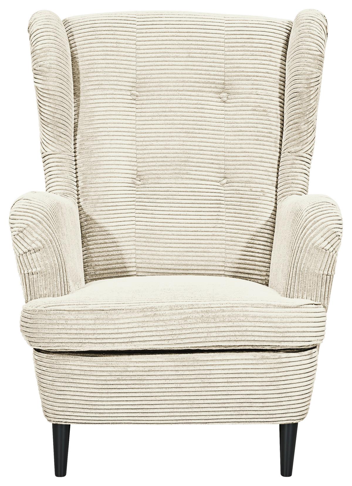 Ohrensessel Oskar Creme B: 78 Cm - Creme/Schwarz, Basics, Textil (78/102/98cm) - MID.YOU