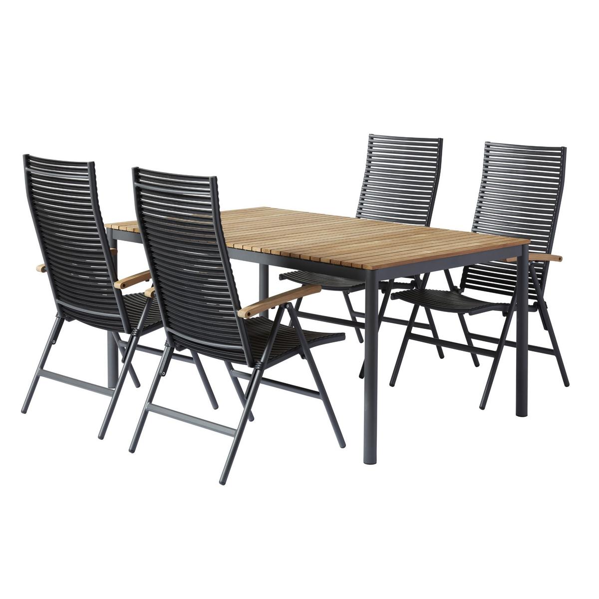 Gartentischgruppe Mood Position - Anthrazit/Schwarz, Natur, Holz/Kunststoff (60/111/72cm) - Gardenson