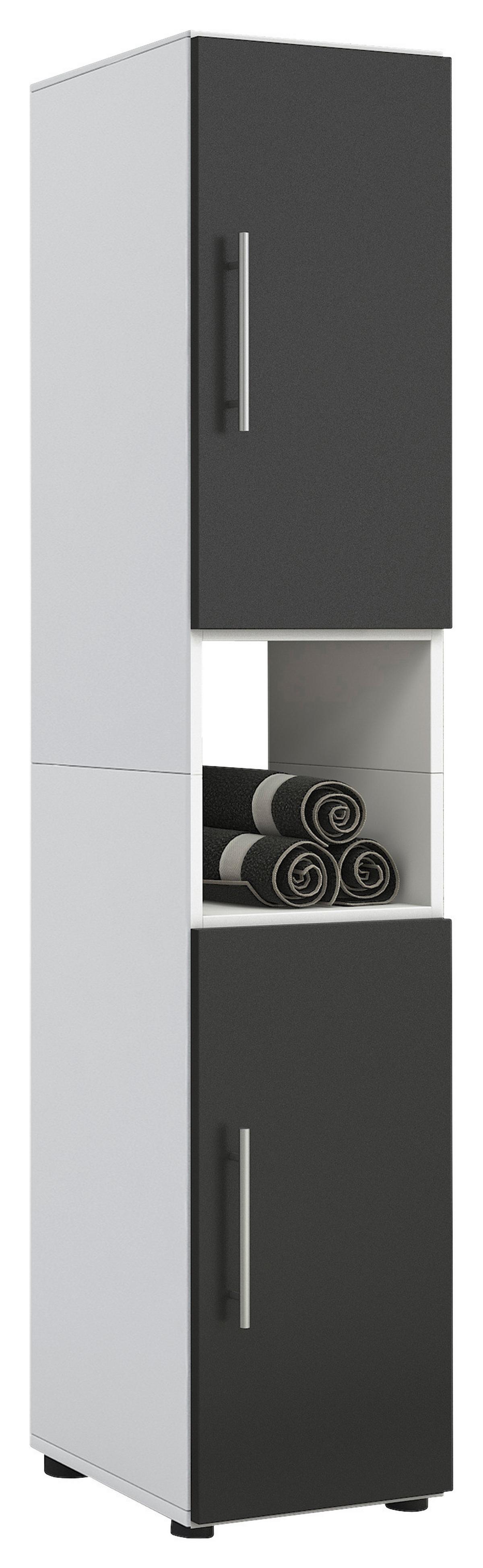 Hochschrank Flandu B: 31 cm Schwarz/Weiß - Schwarz/Weiß, KONVENTIONELL, Holzwerkstoff (31/160/30cm) - MID.YOU