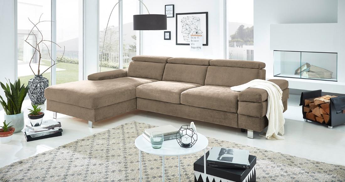 Ecksofa Elvis Schlammfarben S: 182x259 Cm - Schlammfarben/Silberfarben, KONVENTIONELL, Textil (182/259cm) - Trendmanufaktur