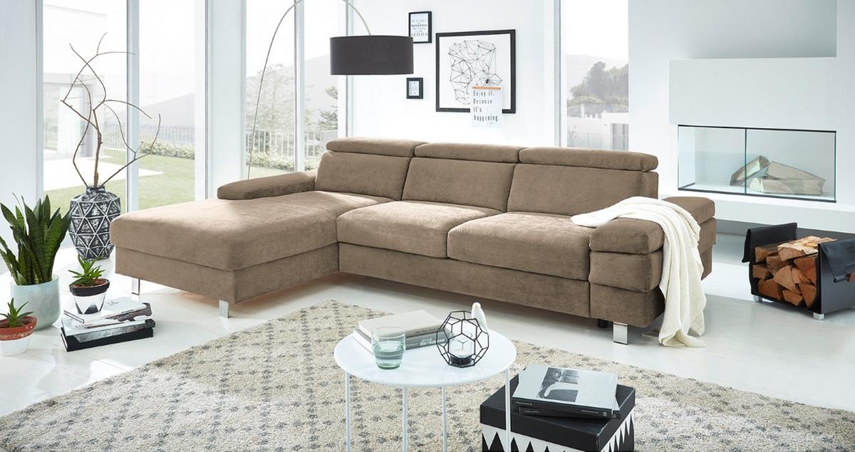 Ecksofa Elvis Schlammfarben S: 182x259 Cm - Schlammfarben/Silberfarben, KONVENTIONELL, Textil (182/259cm) - Trendmanufaktur