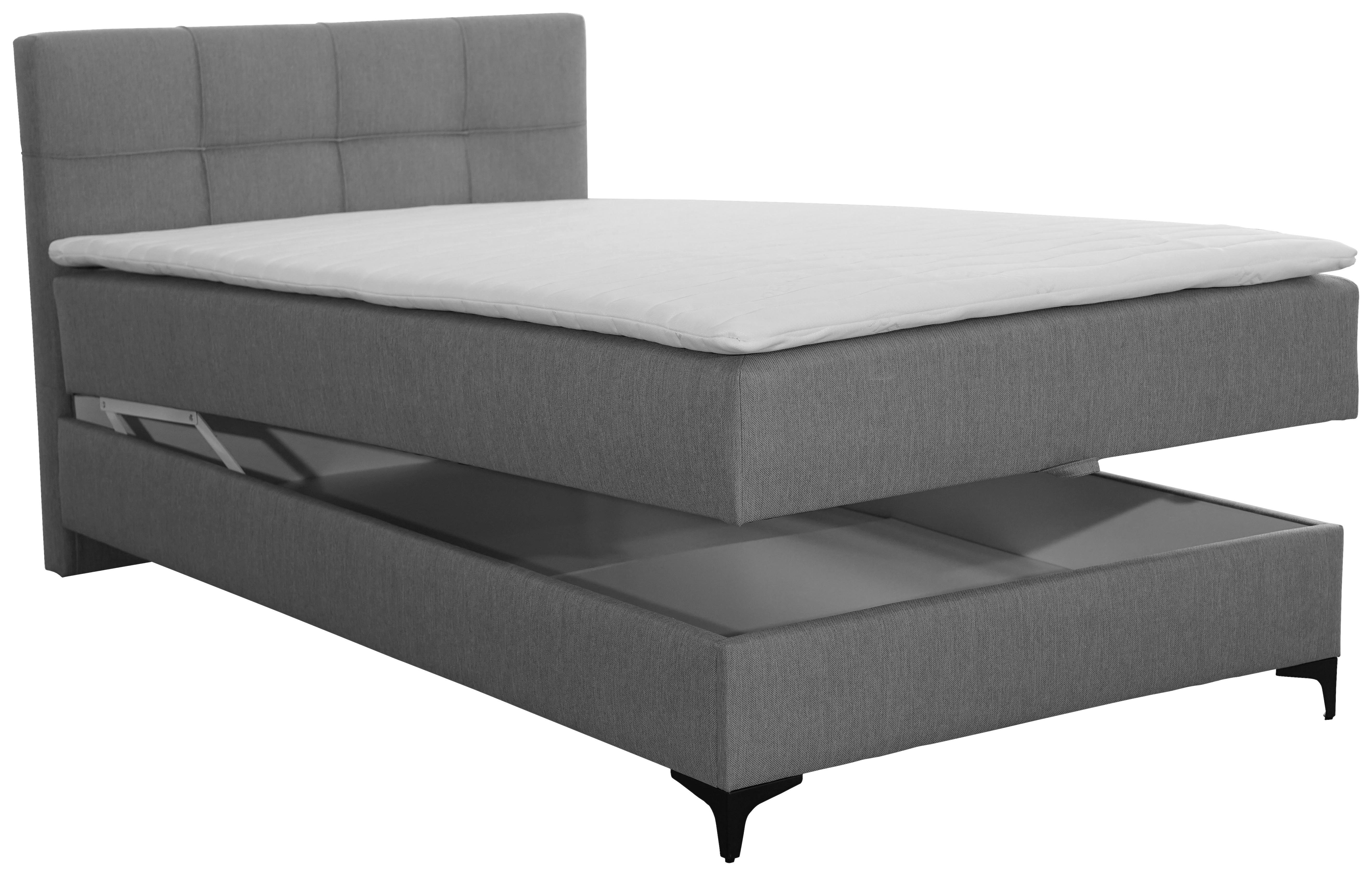 Polsterbett mit Bettkasten 200x100 cm Freddie Grau - Schwarz/Grau, KONVENTIONELL, Textil (100/200cm)