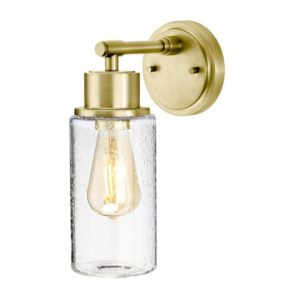 Bad-Wandleuchte Bathmorvah Ip44, 1-Flammig, Messingfarben - Messingfarben, Design, Glas/Metall (30/18,9/12cm) - Elstead Lighting