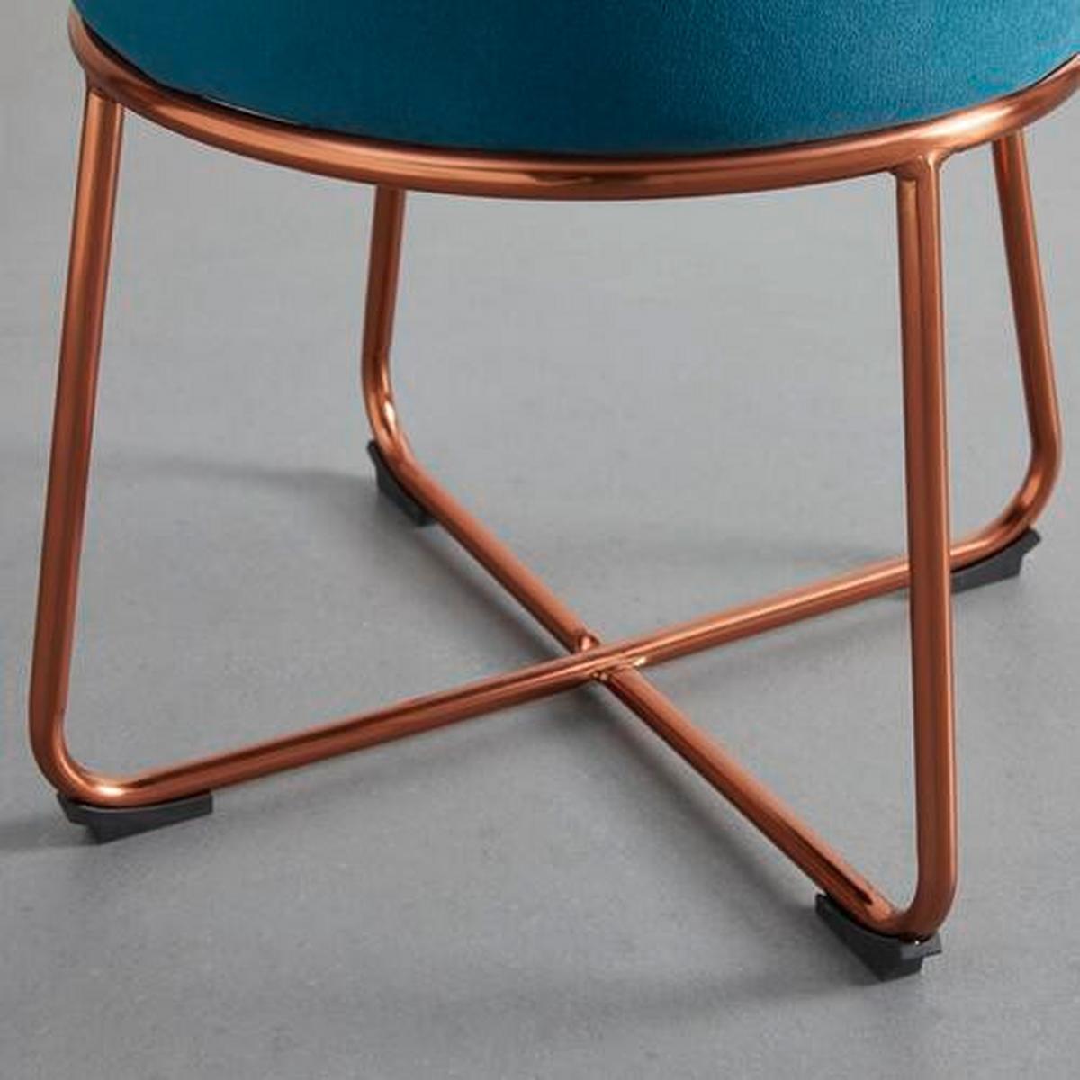 Jídelní židle PAMELA modrá - petrolej/barva růžového zlata, Moderní, kov/dřevo (44/73/47,5cm) - Bessagi Home